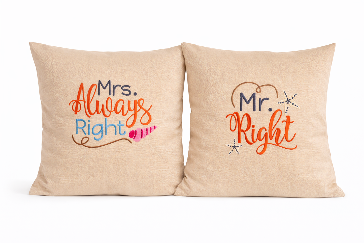 Kissenbezug Zierkissen Set 40x40 bestickt Baumwolle - Deko für Wohnzimmer Geschenk zur Hochzeit