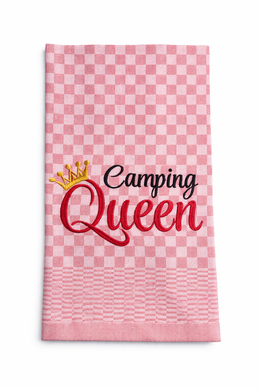 Geschirrtuch Küchenhandtuch bestickt 50x70 Baumwolle Küchendeko Geschenk für Campingliebhaberinnen Camping Queen
