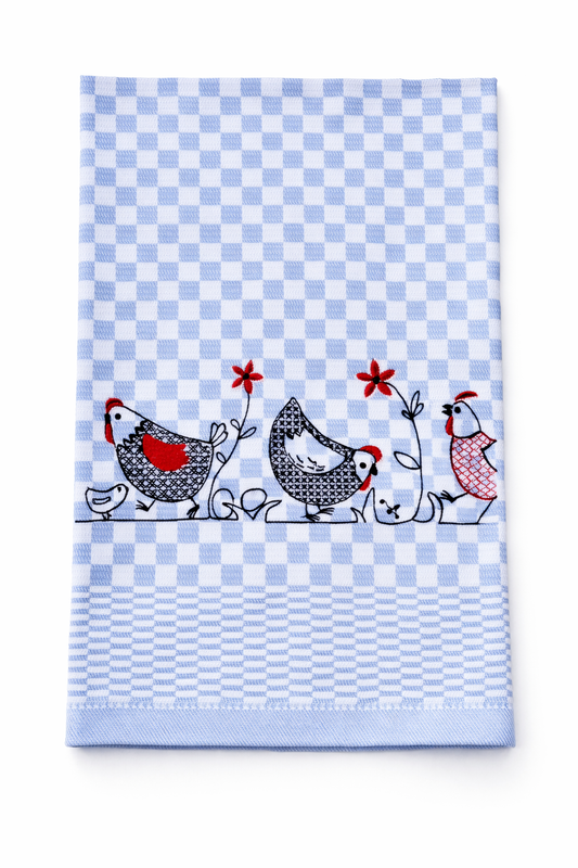 Geschirrtuch Küchenhandtuch bestickt 50x70 Baumwolle Küchendeko Geschenk für Landhaus Hühner-Fans