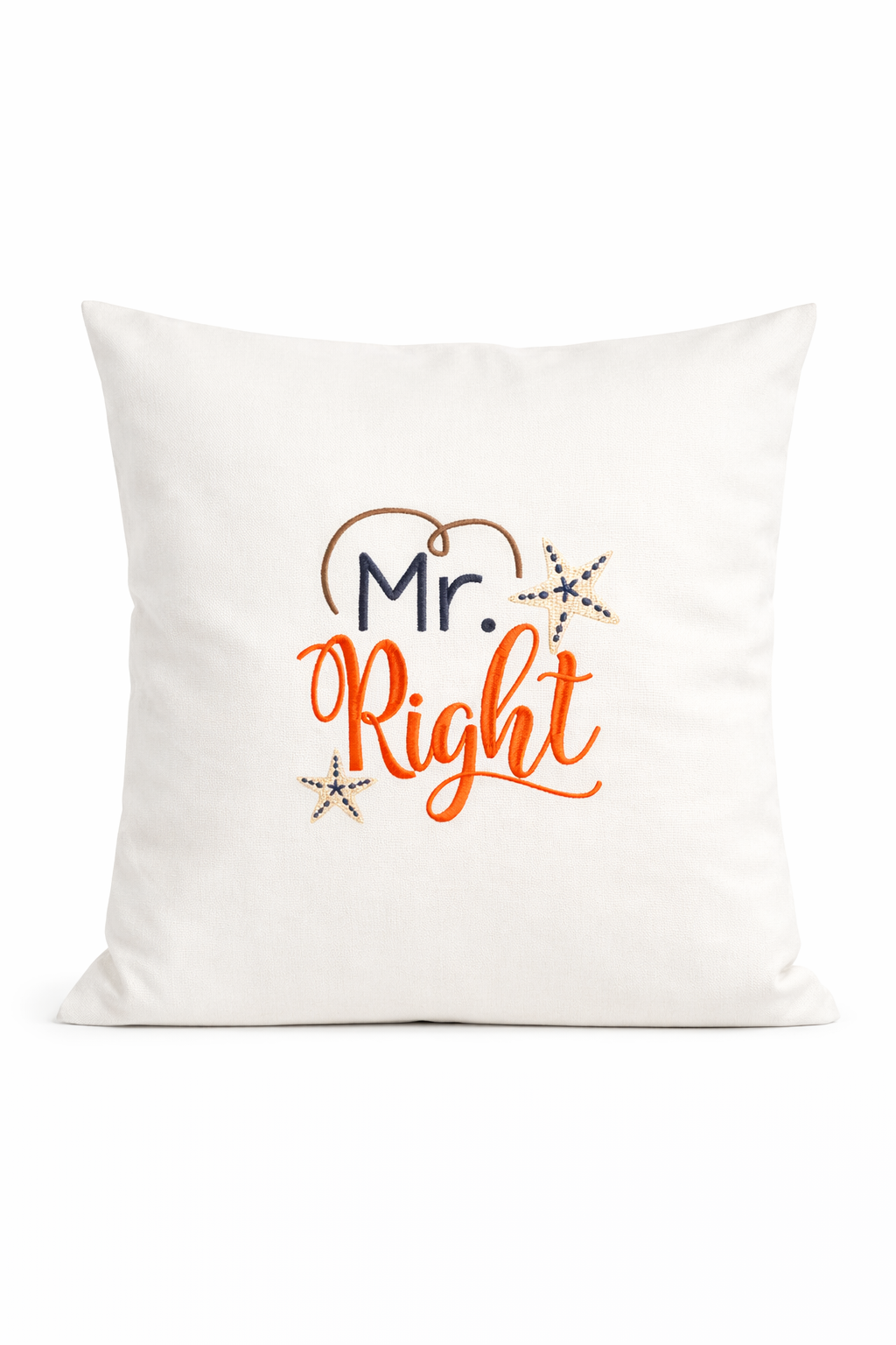 Kissenbezug Zierkissen 40x40 bestickt Baumwolle - Deko für Wohnzimmer Geschenk zur Hochzeit Mr Right