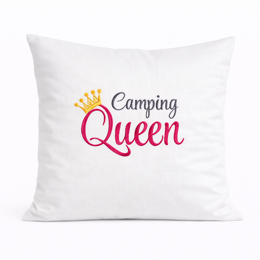 Kissenbezug Zierkissen 40x40 bestickt Baumwolle - Deko für Wohnzimmer Geschenk für Campingliebhaberinnen