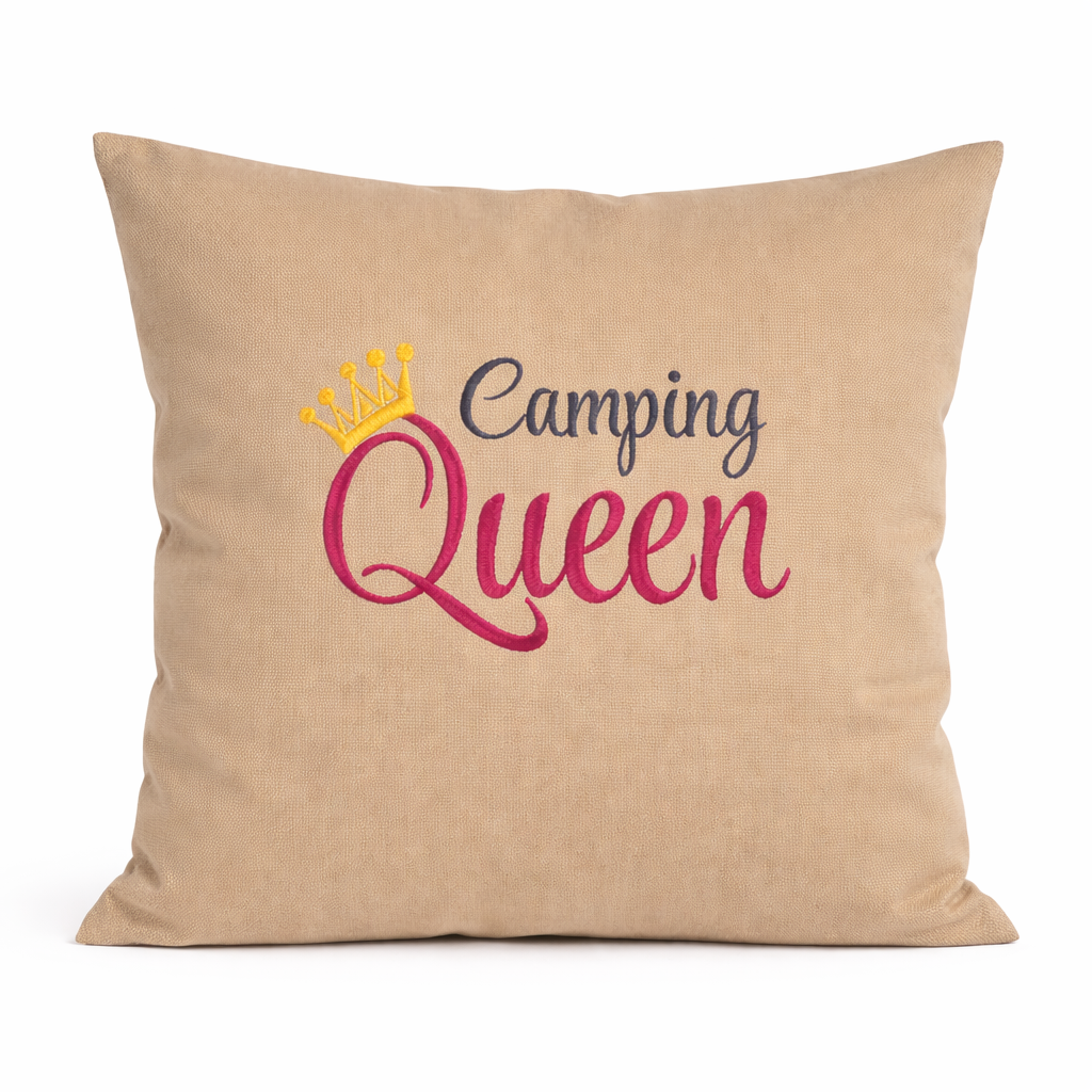 Kissenbezug Zierkissen 40x40 bestickt Baumwolle - Deko für Wohnzimmer Geschenk für Campingliebhaberinnen