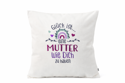 Kissenbezug Zierkissen 40x40 bestickt Baumwolle - Deko für Wohnzimmer Geschenk für Mama Mutter