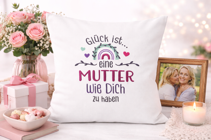 Kissenbezug Zierkissen 40x40 bestickt Baumwolle - Deko für Wohnzimmer Geschenk für Mama Mutter