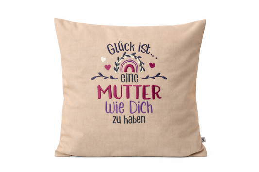 Kissenbezug Zierkissen 40x40 bestickt Baumwolle - Deko für Wohnzimmer Geschenk für Mama Mutter