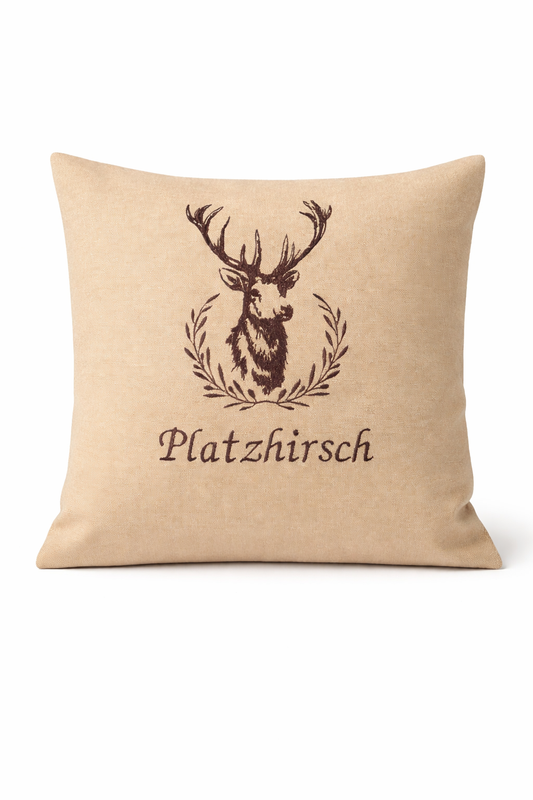 Kissenbezug Zierkissen 40x40 bestickt Baumwolle - Deko für Wohnzimmer Geschenk für Geschenk für Jäger & Landhausstil