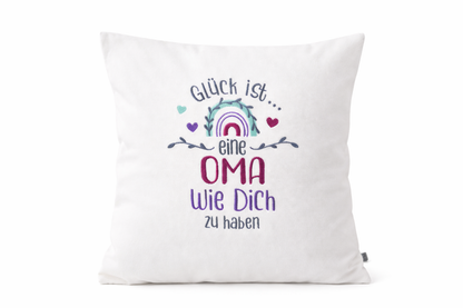 Kissenbezug Zierkissen 40x40 bestickt Baumwolle - Deko für Wohnzimmer Geschenk für Oma & Großmutter