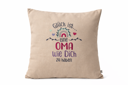 Kissenbezug Zierkissen 40x40 bestickt Baumwolle - Deko für Wohnzimmer Geschenk für Oma & Großmutter