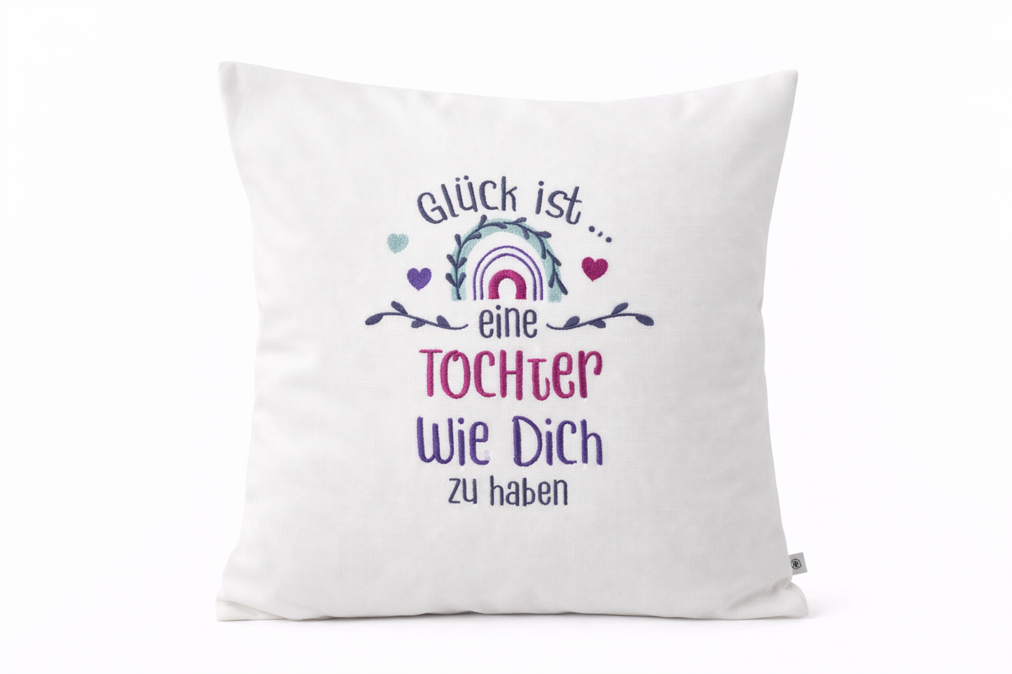 Kissenbezug Zierkissen 40x40 bestickt Baumwolle - Deko für Wohnzimmer Geschenk für Tochter