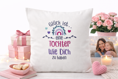 Kissenbezug Zierkissen 40x40 bestickt Baumwolle - Deko für Wohnzimmer Geschenk für Tochter