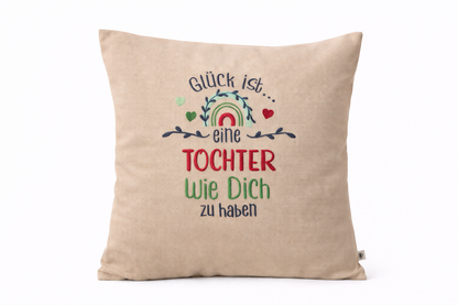 Kissenbezug Zierkissen 40x40 bestickt Baumwolle - Deko für Wohnzimmer Geschenk für Tochter