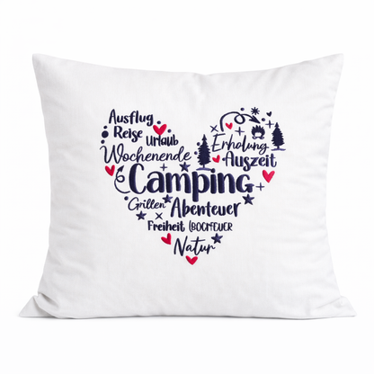 Kissenbezug Zierkissen 40x40 bestickt Baumwolle - Deko für Wohnzimmer Geschenk für Camper Wohnmobil Wohnwagen