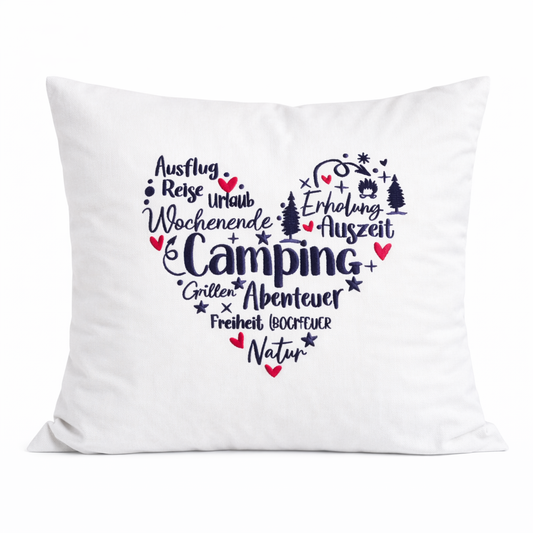 Kissenbezug Zierkissen 40x40 bestickt Baumwolle - Deko für Wohnzimmer Geschenk für Camper Wohnmobil Wohnwagen