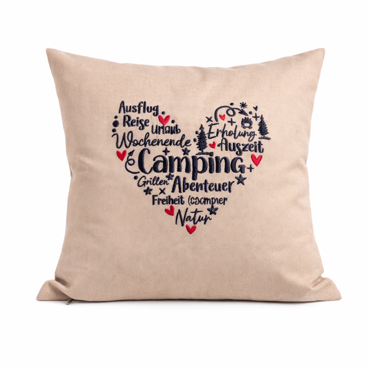 Kissenbezug Zierkissen 40x40 bestickt Baumwolle - Deko für Wohnzimmer Geschenk für Camper Wohnmobil Wohnwagen