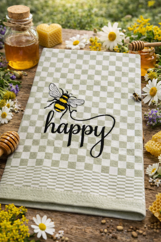 Geschirrtuch Küchenhandtuch bestickt 50x70 Baumwolle Küchendeko Geschenk für Imker Bienenliebhaber