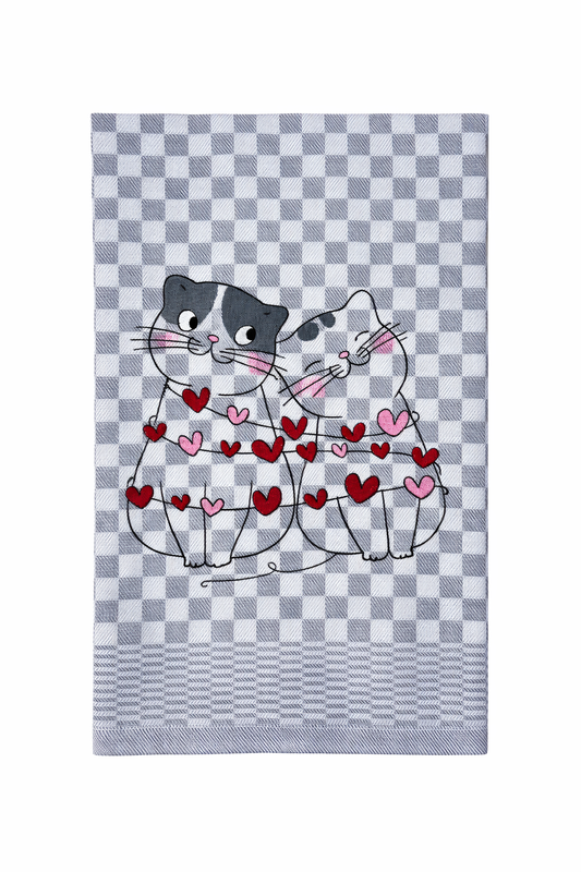 Geschirrtuch Küchenhandtuch bestickt 50x70 Baumwolle Küchendeko Geschenk für Katzenliebhaber