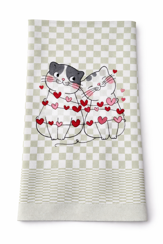Geschirrtuch Küchenhandtuch bestickt 50x70 Baumwolle Küchendeko Geschenk für Katzenliebhaber