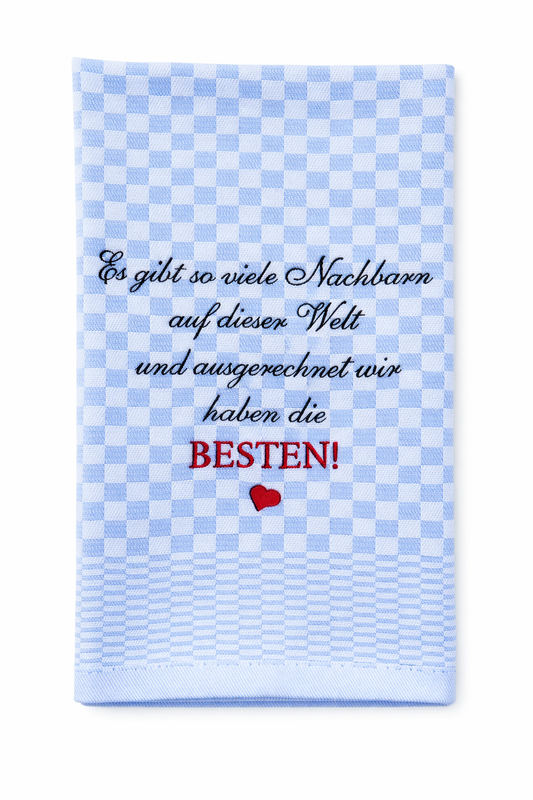 Geschirrtuch Küchenhandtuch bestickt 50x70 Baumwolle Küchendeko Geschenk für Nachbarn gute Nachbarschaft