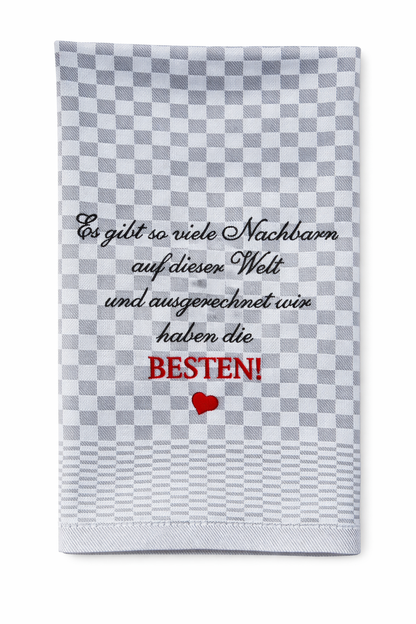 Geschirrtuch Küchenhandtuch bestickt 50x70 Baumwolle Küchendeko Geschenk für Nachbarn gute Nachbarschaft
