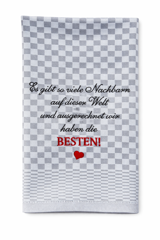 Geschirrtuch Küchenhandtuch bestickt 50x70 Baumwolle Küchendeko Geschenk für Nachbarn gute Nachbarschaft