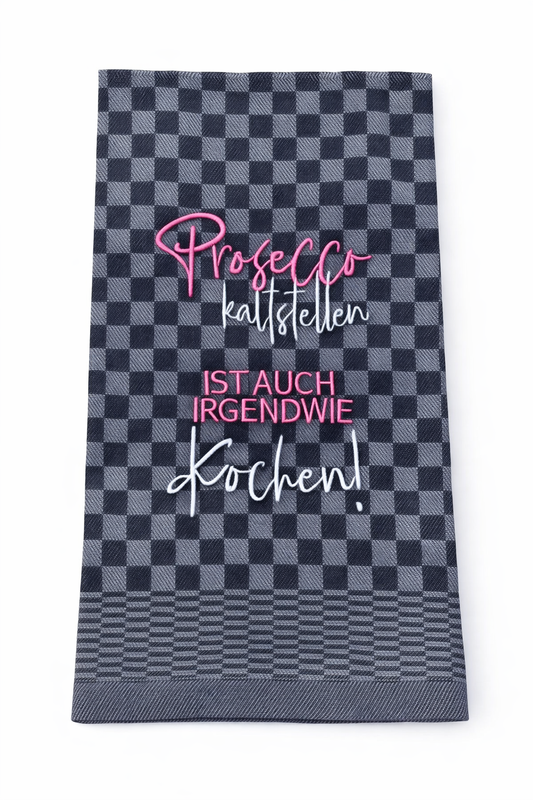 Geschirrtuch Küchenhandtuch bestickt 50x70 Baumwolle Küchendeko Geschenk Proseccoliebhaber