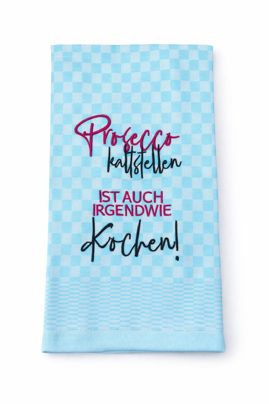 Geschirrtuch Küchenhandtuch bestickt 50x70 Baumwolle Küchendeko Geschenk Proseccoliebhaber