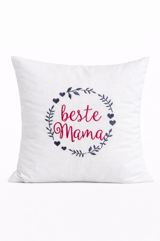 Kissenbezug Zierkissen 40x40 bestickt Baumwolle - Deko für Wohnzimmer Geschenk für die beste Mama Muttertag