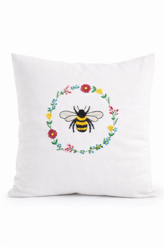 Kissenbezug Zierkissen 40x40 bestickt Baumwolle - Deko für Wohnzimmer Geschenk für Imker & Bienenfreunde