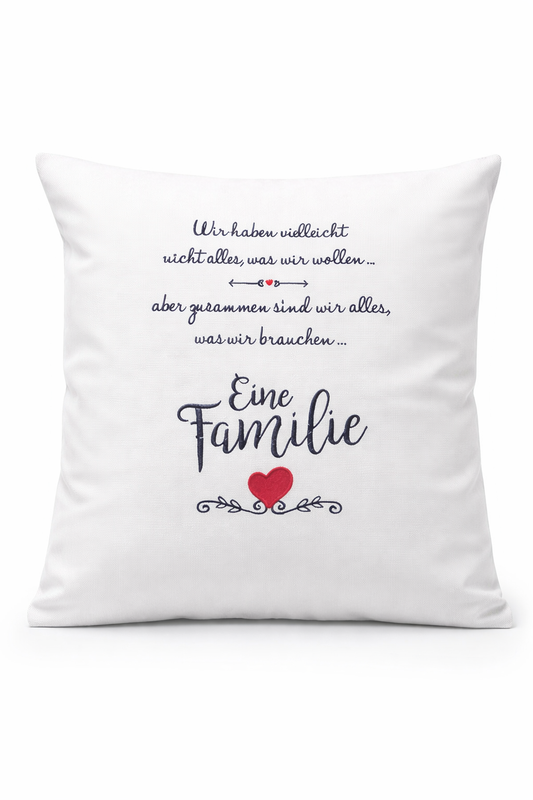 Kissenbezug Zierkissen 40x40 bestickt Baumwolle - Deko für Wohnzimmer Geschenk eine Familie