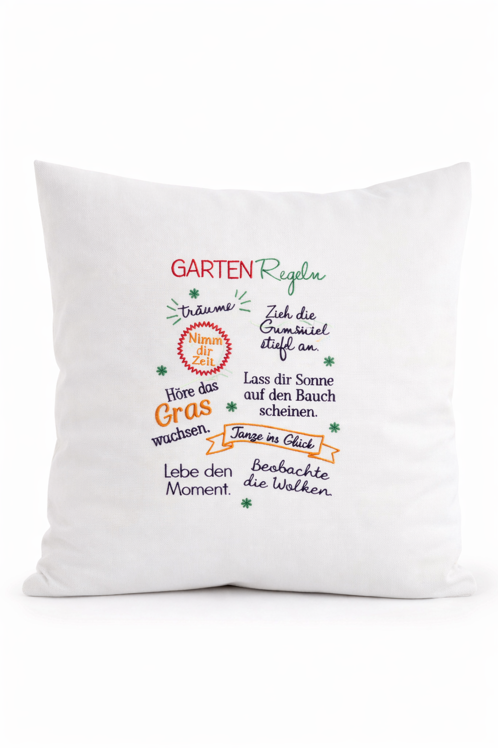 Kissenbezug Zierkissen 40x40 bestickt Baumwolle - Deko für Wohnzimmer Geschenk für Garten Gartenliebhaber