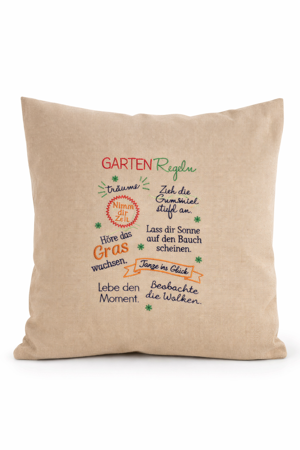 Kissenbezug Zierkissen 40x40 bestickt Baumwolle - Deko für Wohnzimmer Geschenk für Garten Gartenliebhaber