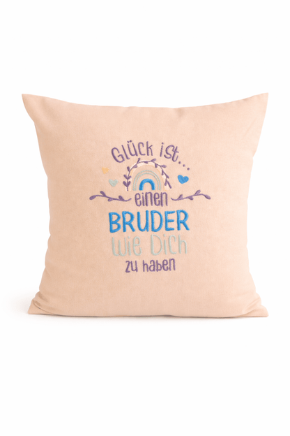 Kissenbezug Zierkissen 40x40 bestickt Baumwolle - Deko für Wohnzimmer Geschenk für Bruder
