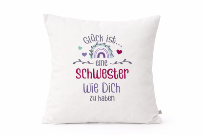 Kissenbezug Zierkissen 40x40 bestickt Baumwolle - Deko für Wohnzimmer Geschenk für Schwester