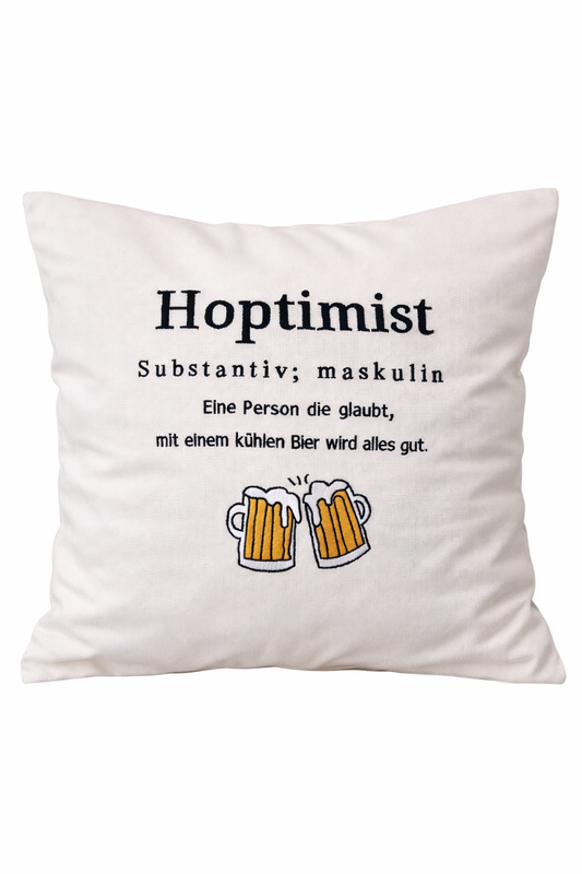 Kissenbezug Zierkissen 40x40 bestickt Baumwolle - Deko für Wohnzimmer Geschenk für wahre Bier Fans