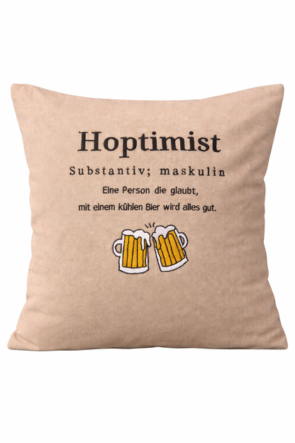 Kissenbezug Zierkissen 40x40 bestickt Baumwolle - Deko für Wohnzimmer Geschenk für wahre Bier Fans
