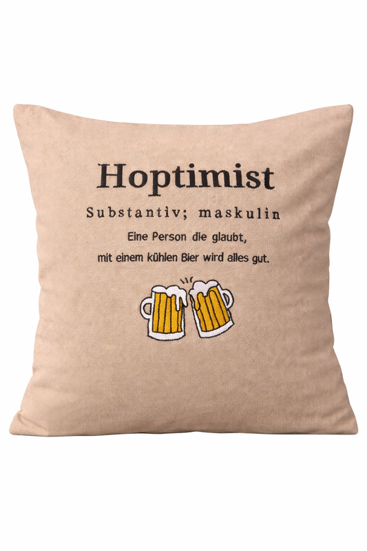 Kissenbezug Zierkissen 40x40 bestickt Baumwolle - Deko für Wohnzimmer Geschenk für wahre Bier Fans