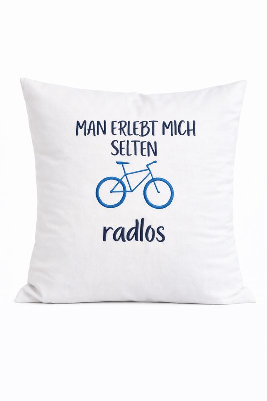 Kissenbezug Zierkissen 40x40 bestickt Baumwolle - Deko für Wohnzimmer Geschenk für Radfahrer