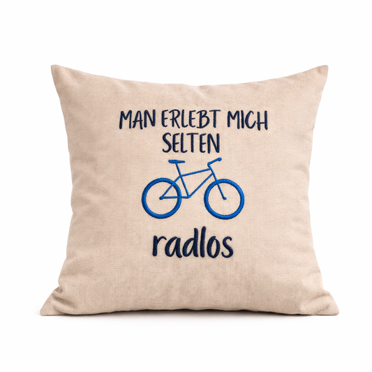 Kissenbezug Zierkissen 40x40 bestickt Baumwolle - Deko für Wohnzimmer Geschenk für Radfahrer