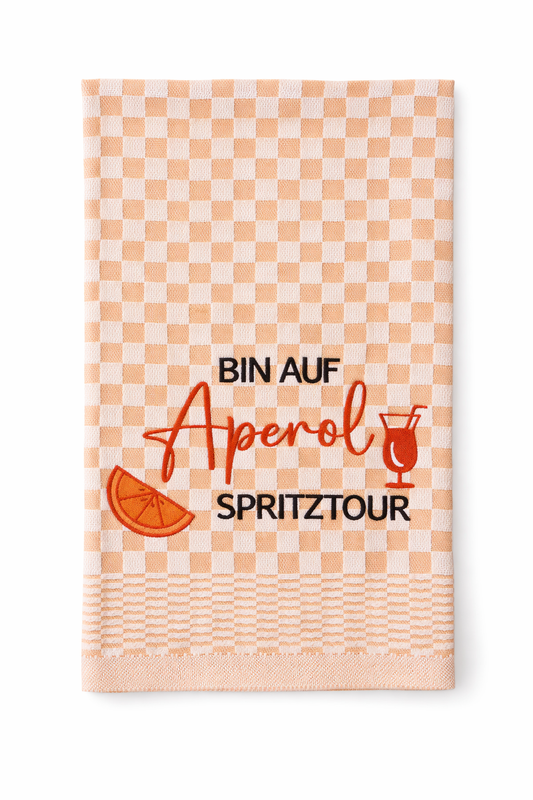 Geschirrtuch bestickt 50x70 Baumwolle für Aperol Fans