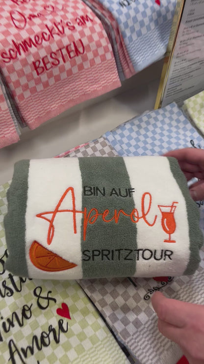 Badehandtuch/Strandhandtuch "Bin auf Aperol Spritz Tour" Baumwolle/Frotee - 140x70cm