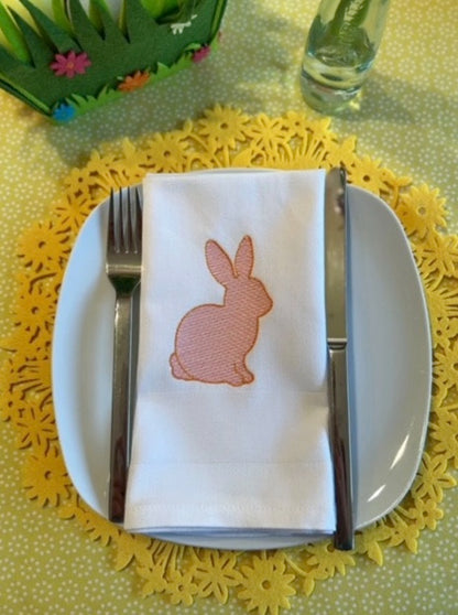 Stoffservietten bestickt, 40x40cm, Ostern, Osterdeko, Baumwolle, weiß, festlich, Tischdekoration, Set, Tischwäsche, Heimtextilien, Hase
